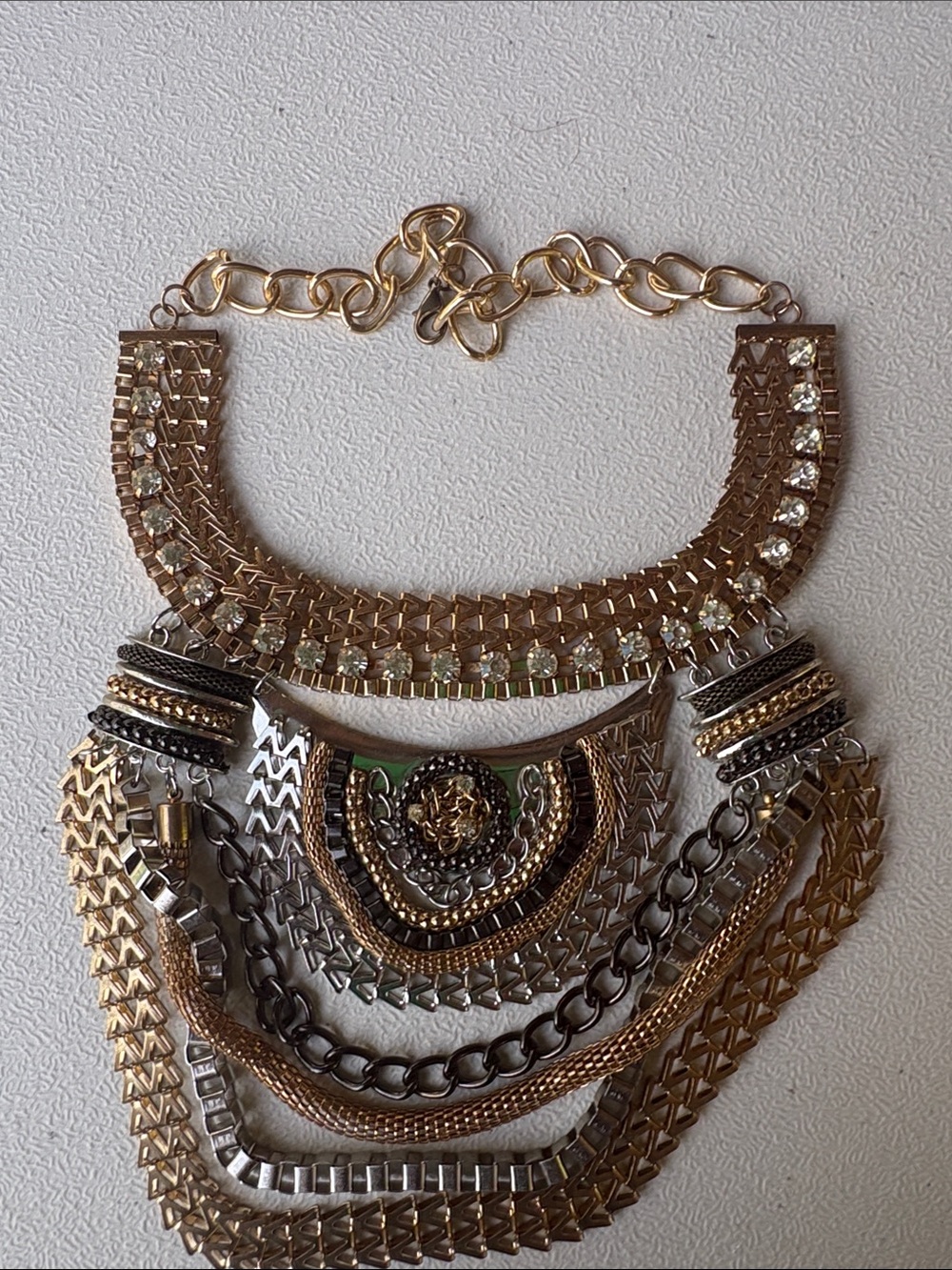 Statement Layered Gold-Tone Necklace - Unbranded